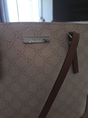 Nine West Cream and Brown Tote Bag